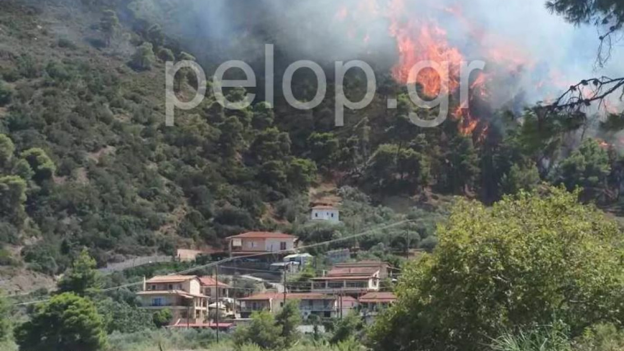 Φωτιά στην Μαμουσιά Αιγίου – Καίει κοντά σε σπίτια